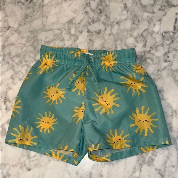 H&M Blue & Yellow Swim Trunks with Sunburst Design 6/7Y - Picture 1 of 4